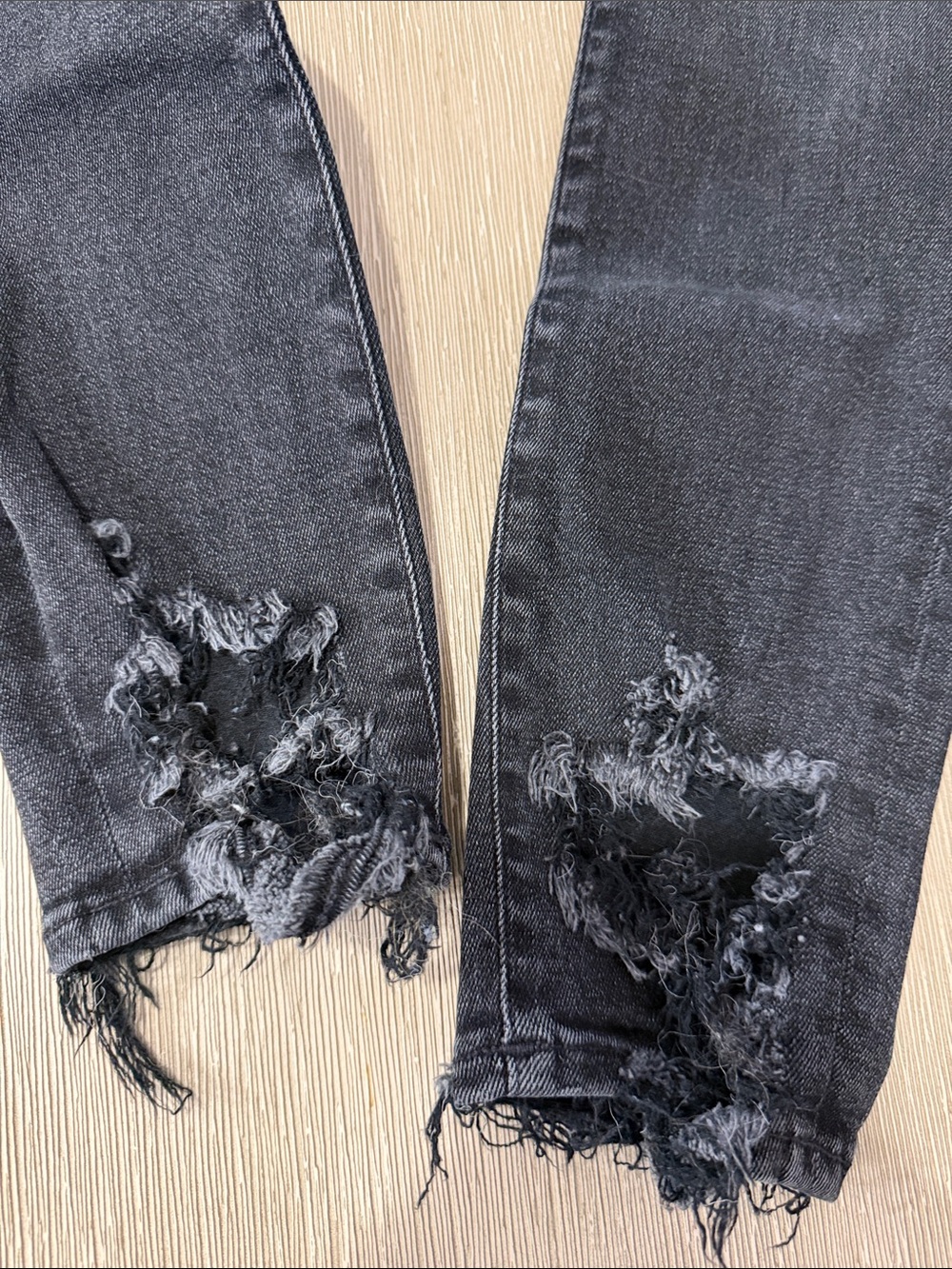 Agolde Sophie High Rise Skinny Crop cropped distress ankle black gray jeans 27 - Picture 8 of 10